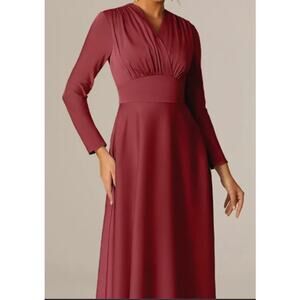 AW BRIDAL SZ 4 S burgundy April wedding guest cocktail party maxi dress NEW B21